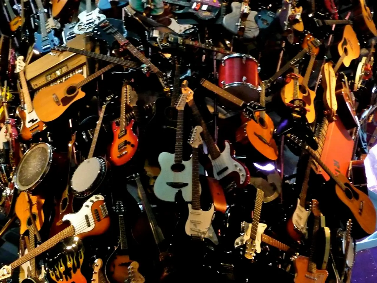 In this Image I see number of musical instruments.