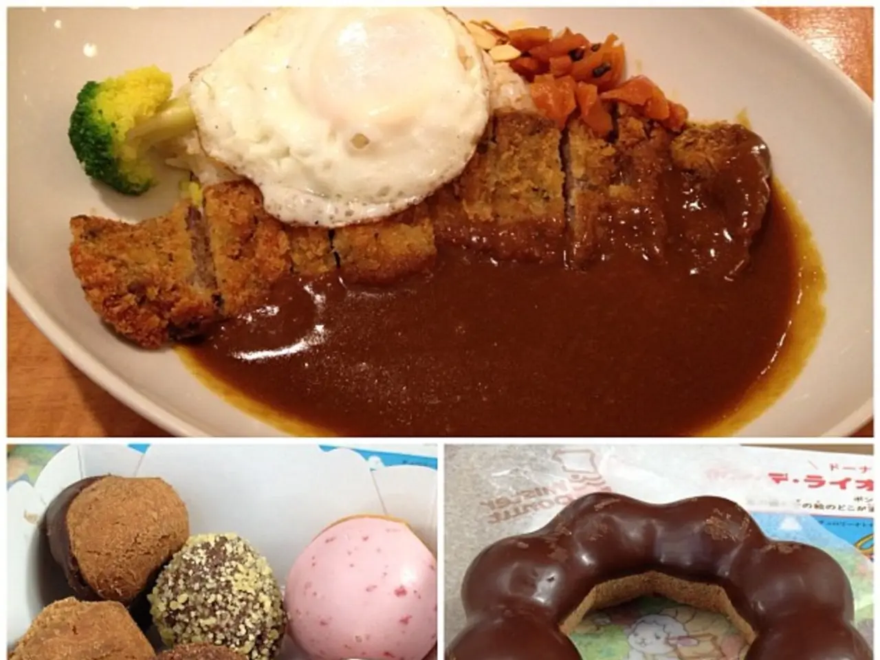 This is a collage. On the first image there is plate with some food items. To the down on the left...